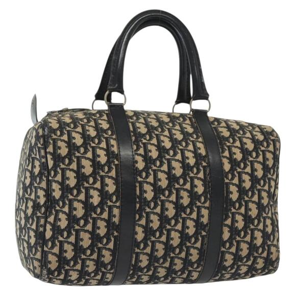 DIOR Trotter Canvas Boston Bag Navy Silver - Picture 1 of 12